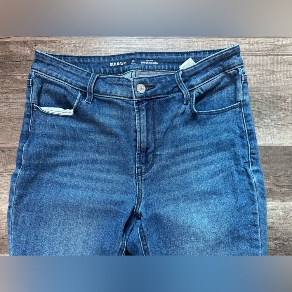 Old Navy High-Rise Super Skinny Jeans Womens 10 Petite Blue Denim‎ Medium Wash - Picture 7 of 9